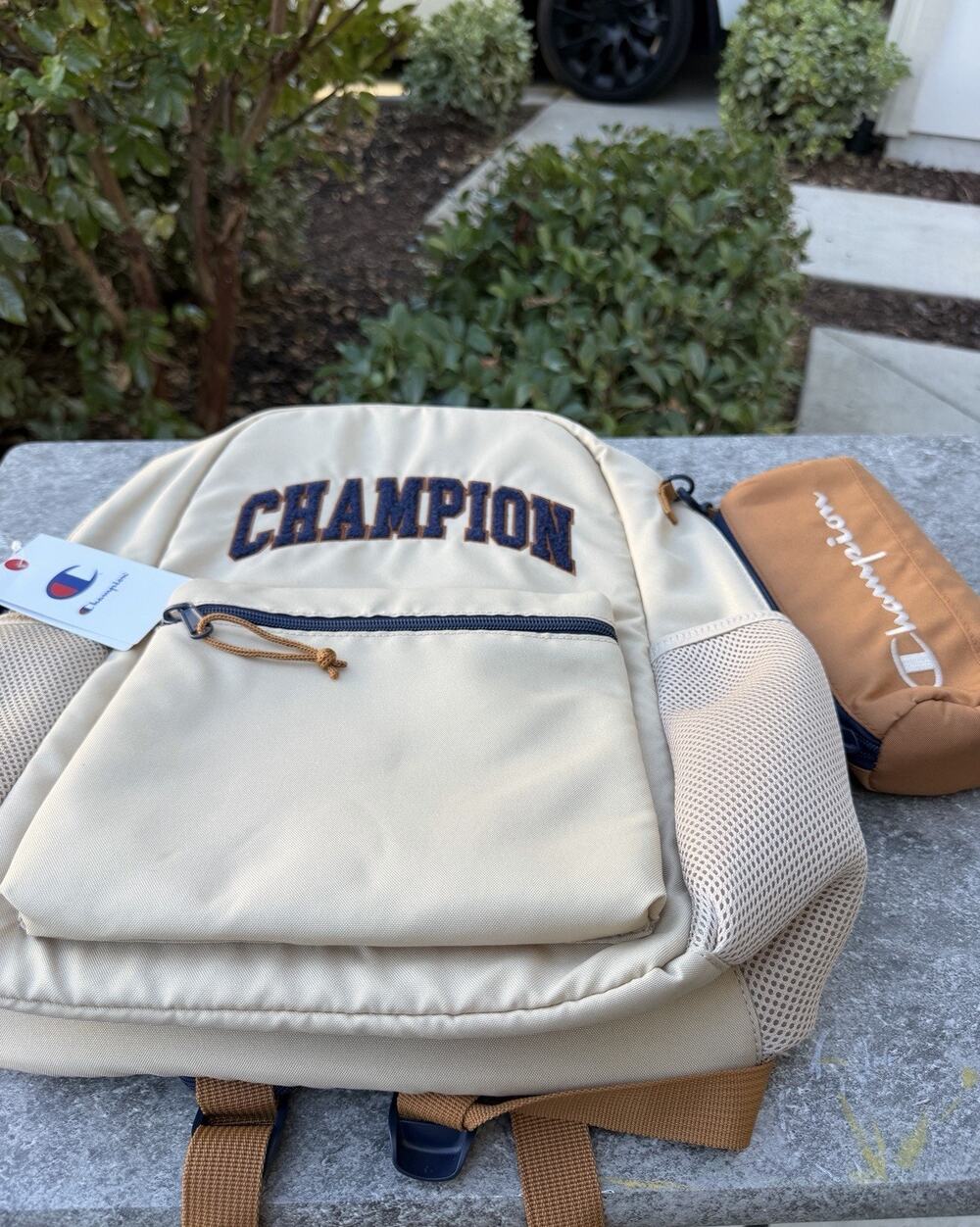 Champion Unisex 18" Campus Backpack Tan Beige Padded Laptop Sleeve School Bag